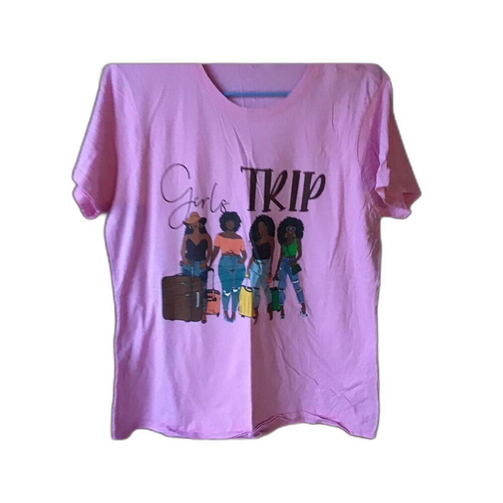 Girls Trip Graphic T Shirt Size XL Pink Short Sleeve African American Women